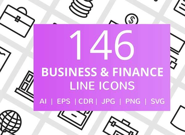 146＋商业与金融线简约图标