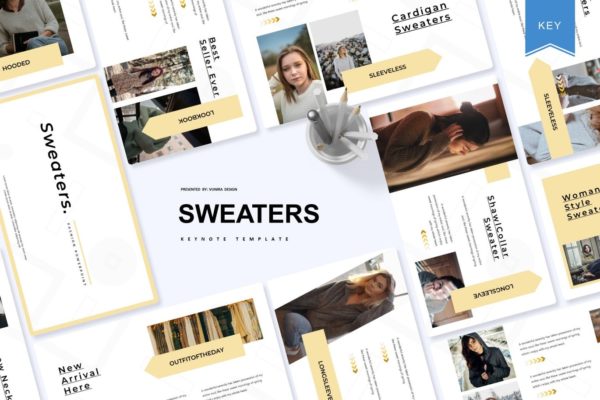 服装品牌新品目录介绍素材天下精选Keynote模板 Sweaters | Keynote Template
