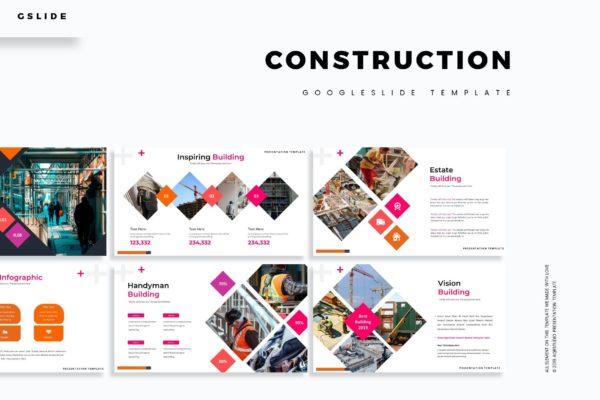建筑设计/建筑策划谷歌幻灯片模板 Contruction &#8211; Google Slides Template