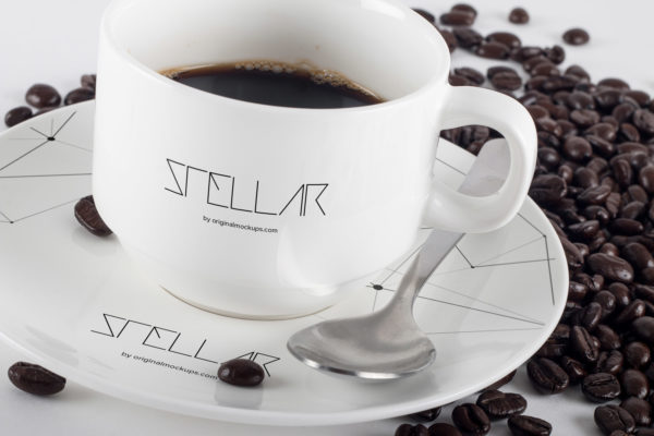 咖啡瓷杯咖啡店咖啡品牌Logo商标设计预览样机01 Coffee Cup Mockup 01