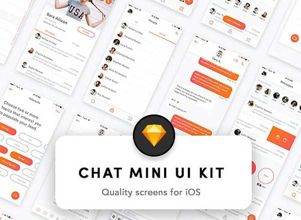 即时聊天应用 UI 套件 Chat mini kit for iOS [Sketch]