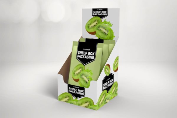 16包装零售零食包装设计样机模板 Retail Shelfbox 16 Packaging Mockup