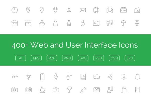 400多个网站用户交互界面图标  400+ Web and User Interface Icons