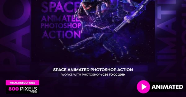 梦幻紫色调太空光环动画背景特效PS动作 Animated Space Photoshop Action