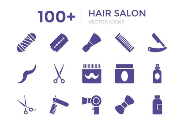 100+美发工具沙龙发廊矢量ico图标 100+ Hair Salon Vector Icons+