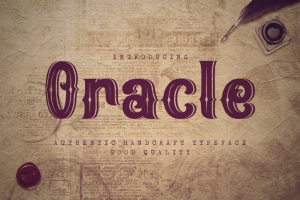 复古印刷排版风格英文衬线字体16图库精选 Oracle &#8211; Authentic Vintage Inline Font