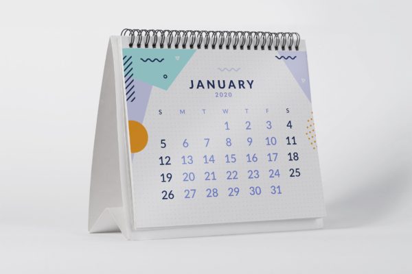 2020年桌面日历设计样机素材天下精选模板 2020 Desktop Calendar Mock Up