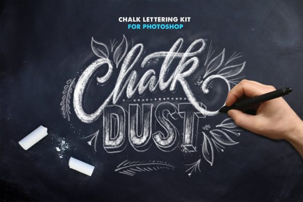 粉笔字体PS笔刷 Chalk Dust &#8211; Photoshop Lettering Kit