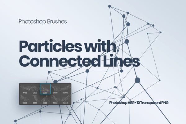 带连接线粒子抽象图形PS笔刷 Particles with Connected Lines Photoshop Brushes
