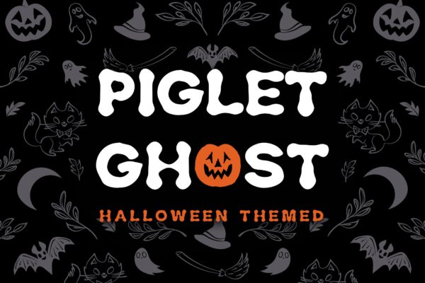 万圣节节日氛围惊悚创意设计无衬线英文字体 Piglet Ghost &#8211; Halloween Display Typeface
