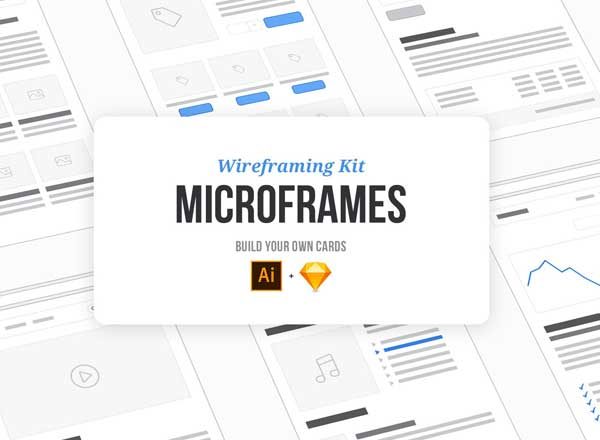网页设计必备线框图 UI 套件 Microframes: Card-based Wireframing Kit