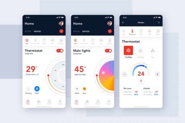 最佳智能家居移动APP用户界面概念设计模板 Best Smart Home App UI concept