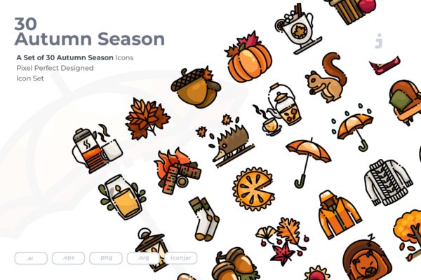 30枚秋季主题元素矢量图标素材 30 Autumn Season Icons
