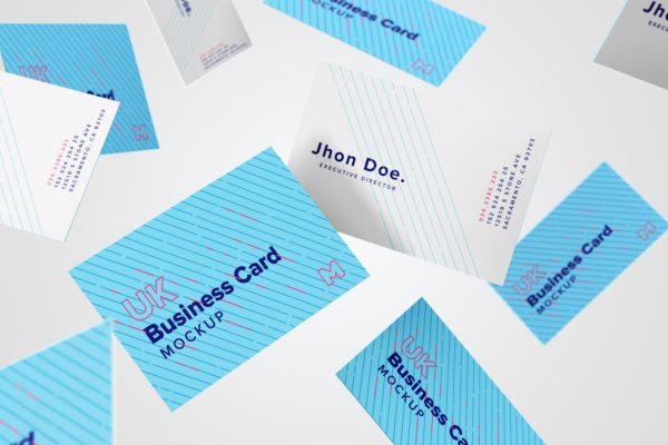 英国尺寸规格企业名片设计预览样机10 UK Business Cards Mockup 10