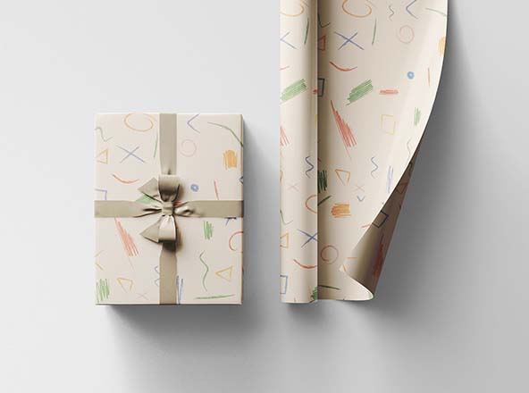 包装纸图案纹理设计效果预览样机模板 Wrapping Paper Mockup