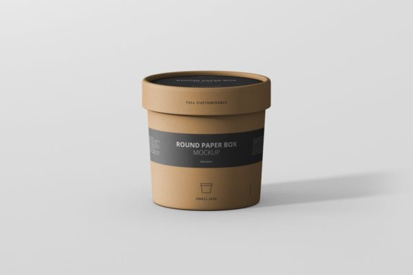 茶叶/咖啡小规格纸筒包装设计样机模板 Paper Box Mockup Round &#8211; Small Size