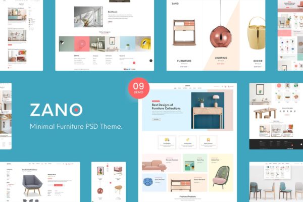 家具电子商务网上商城设计PSD模板 Zano | Furniture eCommerce PSD Template