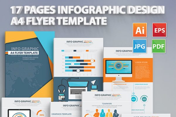 17页商业数据统计报告信息图表设计素材 Info Graphic Elements Design 17 Pages