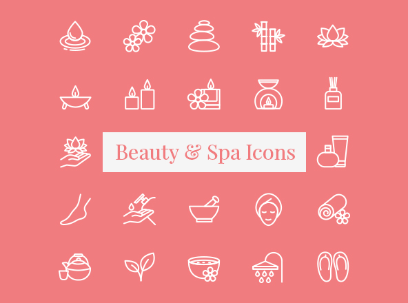 美容护肤SPA主题矢量线性图标素材 Beauty &amp; Spa Icons
