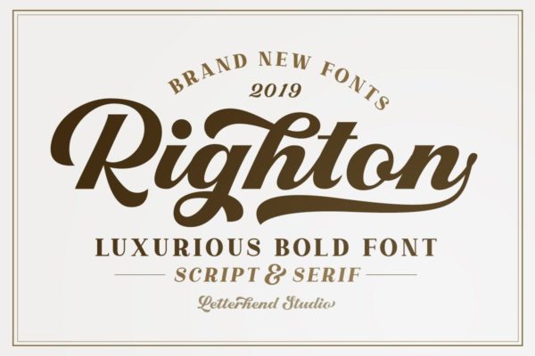 高端品牌设计手写风格/衬线二重奏字体素材天下精选 Righton &#8211; Script &amp; Serif Font Duo