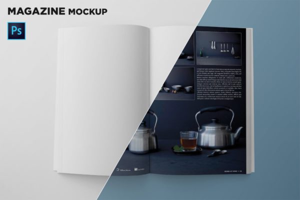 杂志内页排版设计顶视图样机16设计网精选 Magazine Mockup Top View