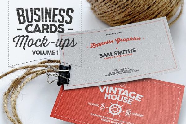现代企业名片样机模板v1 Business Card Mock-ups Vol.1