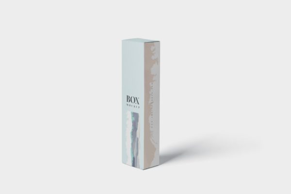长条形化妆品/护肤品包装纸盒设计图样机 Box Mockup &#8211; Slim High Rectangle Shape