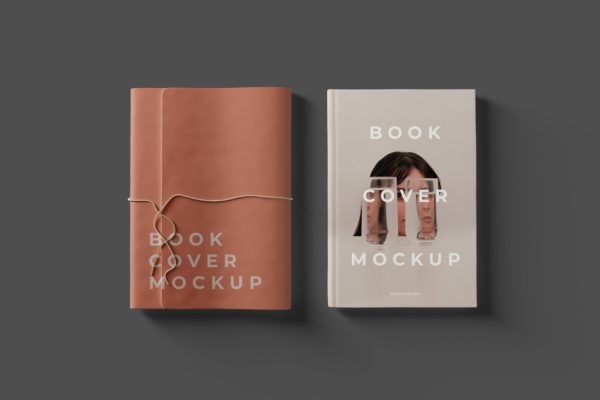 镂空设计风格精装图书封面设计样机模板 Book Cover Mockups