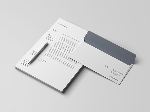 信笺和信封设计品牌样机PSD模板 Letterhead and Envelope Branding Mockup (PSD)