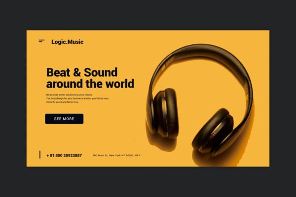 耳机品牌网站着陆页设计模板 Beat &amp; Sound &#8211; Landing Page