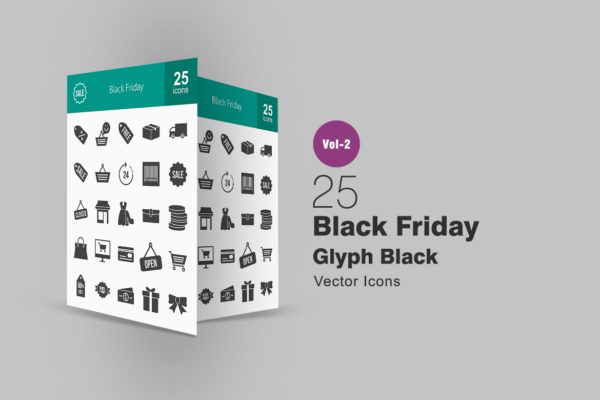 25枚黑色星期五购物节主题符号图标素材 25 Black Friday Glyph Icons