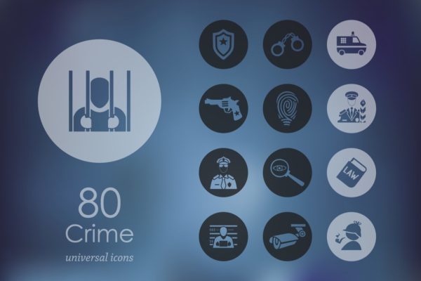 80个犯罪相关通用矢量图标 80 crime icons