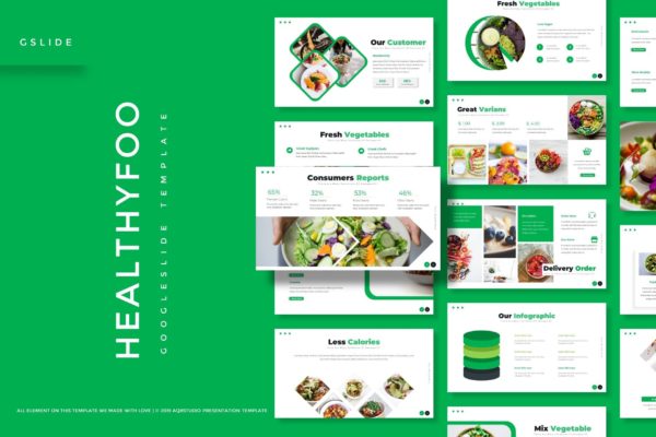 健康饮食主题谷歌幻灯片设计模板 H
