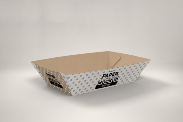 创意纸盘包装设计效果图样机模板 Paper Tray 1 Packaging Mockup