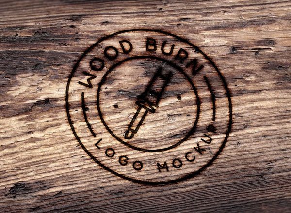 灼烧效果 Logo 展示样机 Wood Burn Logo Mockup