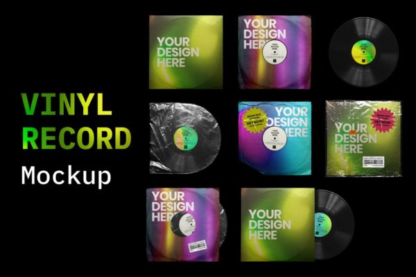 乙烯基唱片包装盒及封面设计图普贤居精选模板 Vinyl Record Mockup