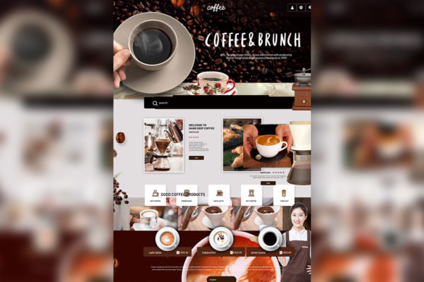 咖啡餐厅餐饮网站主页设计PSD模板