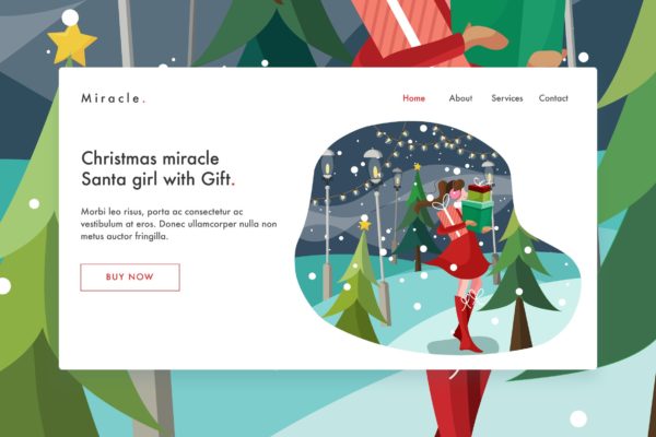 圣诞节礼物主题网站设计矢量插画素