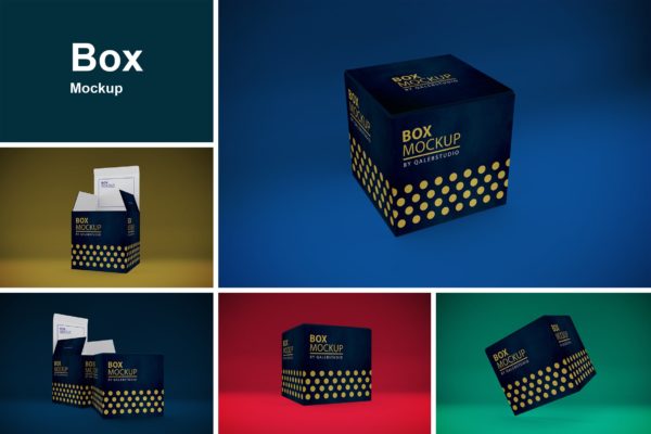 产品包装箱子外观设计多角度预览样机 Box MockUp