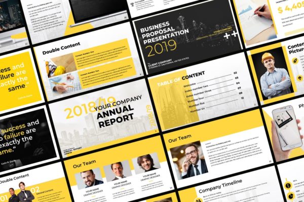 高逼格黄色配色企业公司年度报告总结PPT模板 Yello Business Presentation