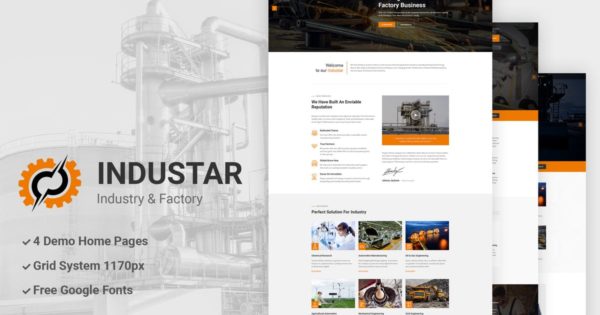 工业生产大型工厂官网设计PSD模板 Industar &#8211; Industry &amp; Factory PSD Template