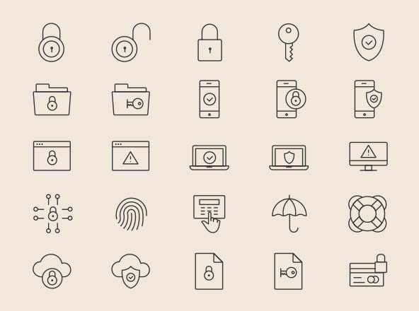 25枚安全相关主题矢量图标素材 25 Security Icons