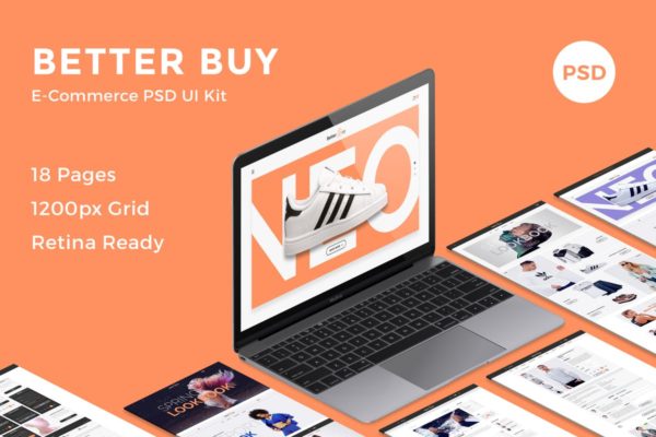 现代化电商网站设计UI套件 Better Buy &#8211; E-Commerce PSD UI Kit