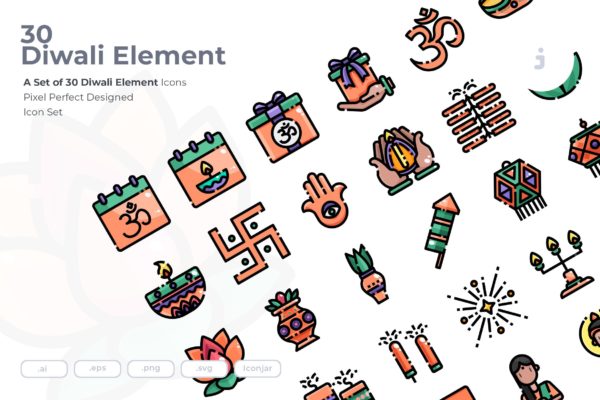 30枚印度万灯节排灯节节日主题图标素材 30 Diwali Icons