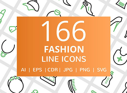 166个服装和化妆品线形矢量图标下载[ai,eps,cdr,svg,png,jpg]