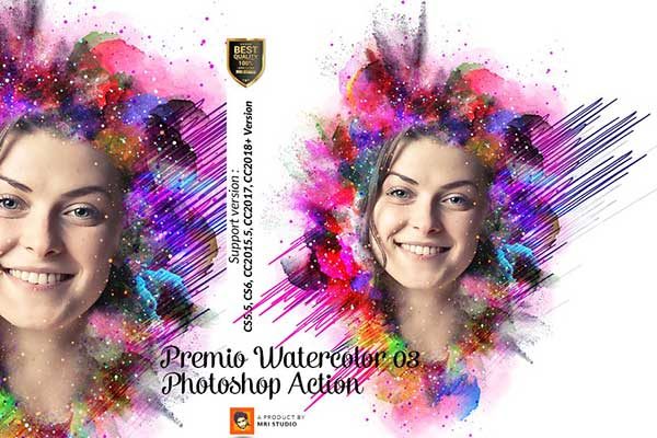 创意时尚的预调水彩效果的PS动作 Premio Watercolor Photoshop Action [atn]