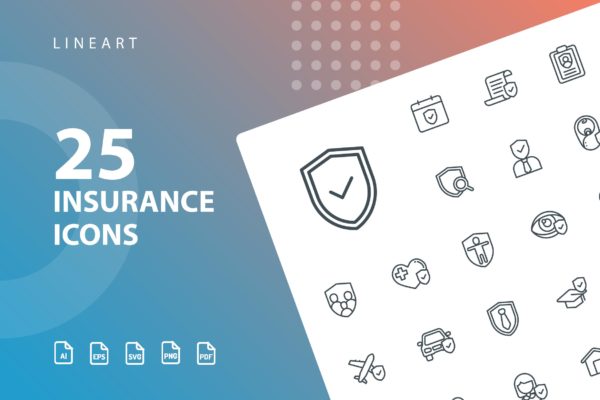 25枚保险行业线性16图库精选图标素材 Insurance Lineart