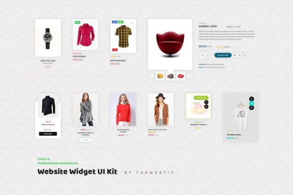 10个电商网站小部件UI设计模板 10 eCommerce Website Widget UI Kit Elements PSD