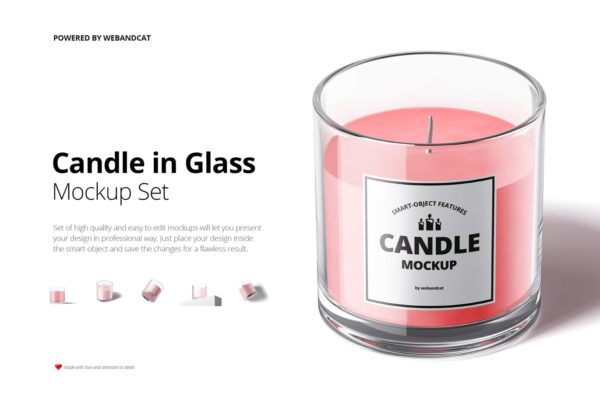 玻璃杯蜡烛设计样机模板 Candle in Glass Mock-up