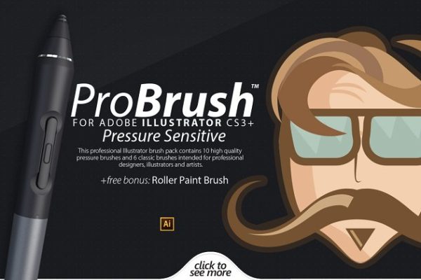 压感+滚筒笔触AI笔刷 ProBrush™ PS + Bonus Brushes